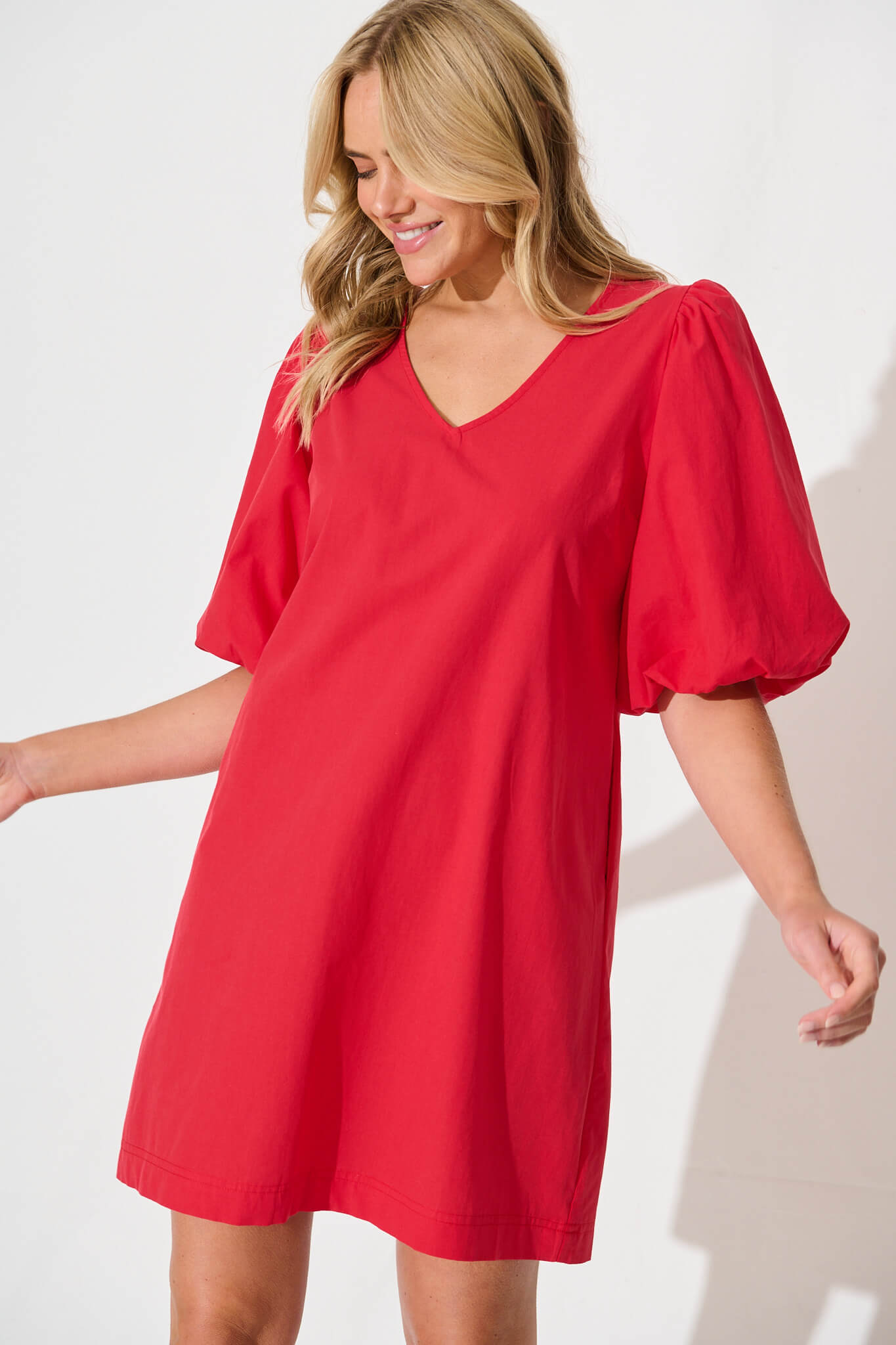 Ashlynn Dress In Red Cotton