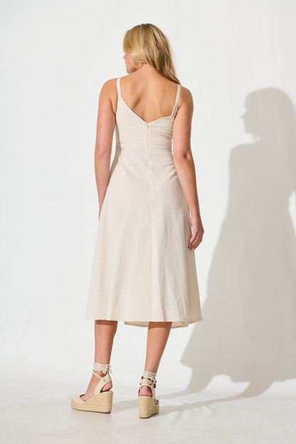 Roselani Midi Sundress in Oatmeal Cotton Linen Blend