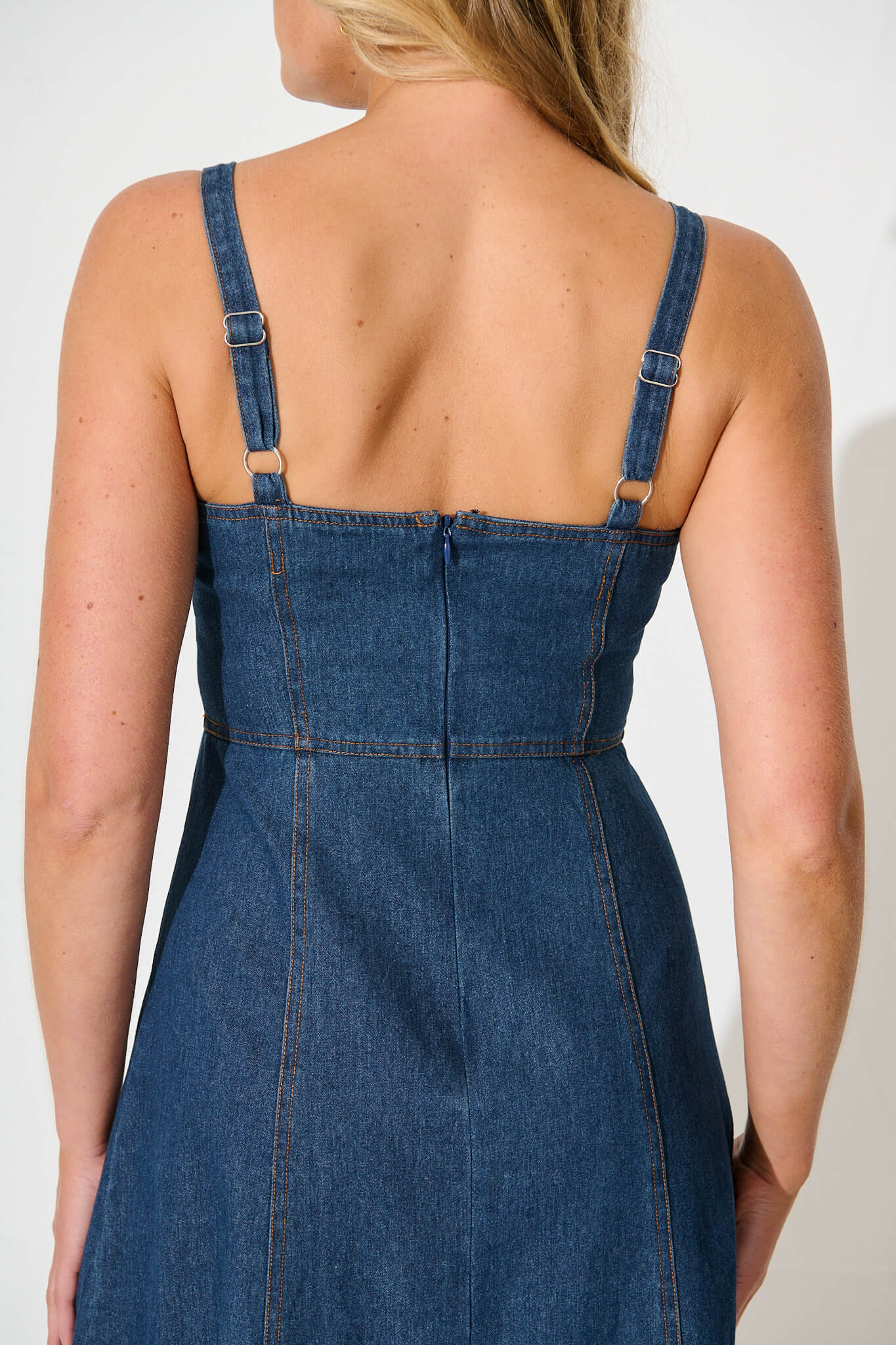 Felina Midi Sundress in Dark Blue Denim