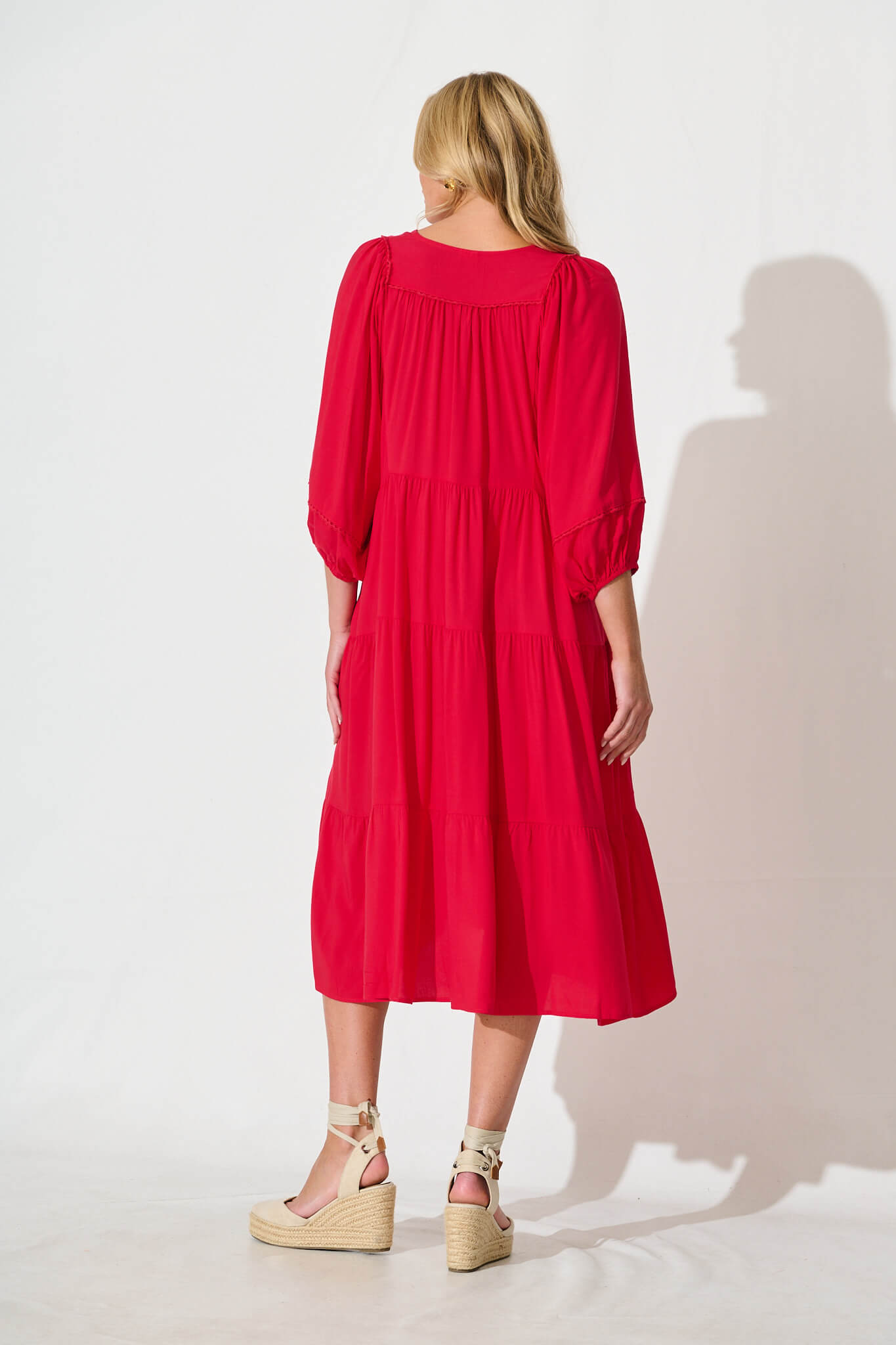 Barrymore Midi Smock Dress in Red