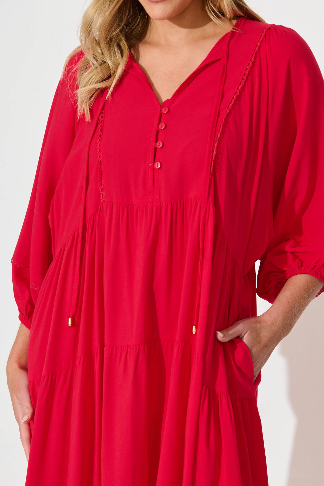 Barrymore Midi Smock Dress in Red