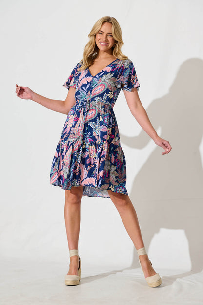 Tuesday Dress in Blue Multi Floral