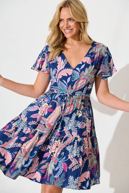 Tuesday Dress in Blue Multi Floral