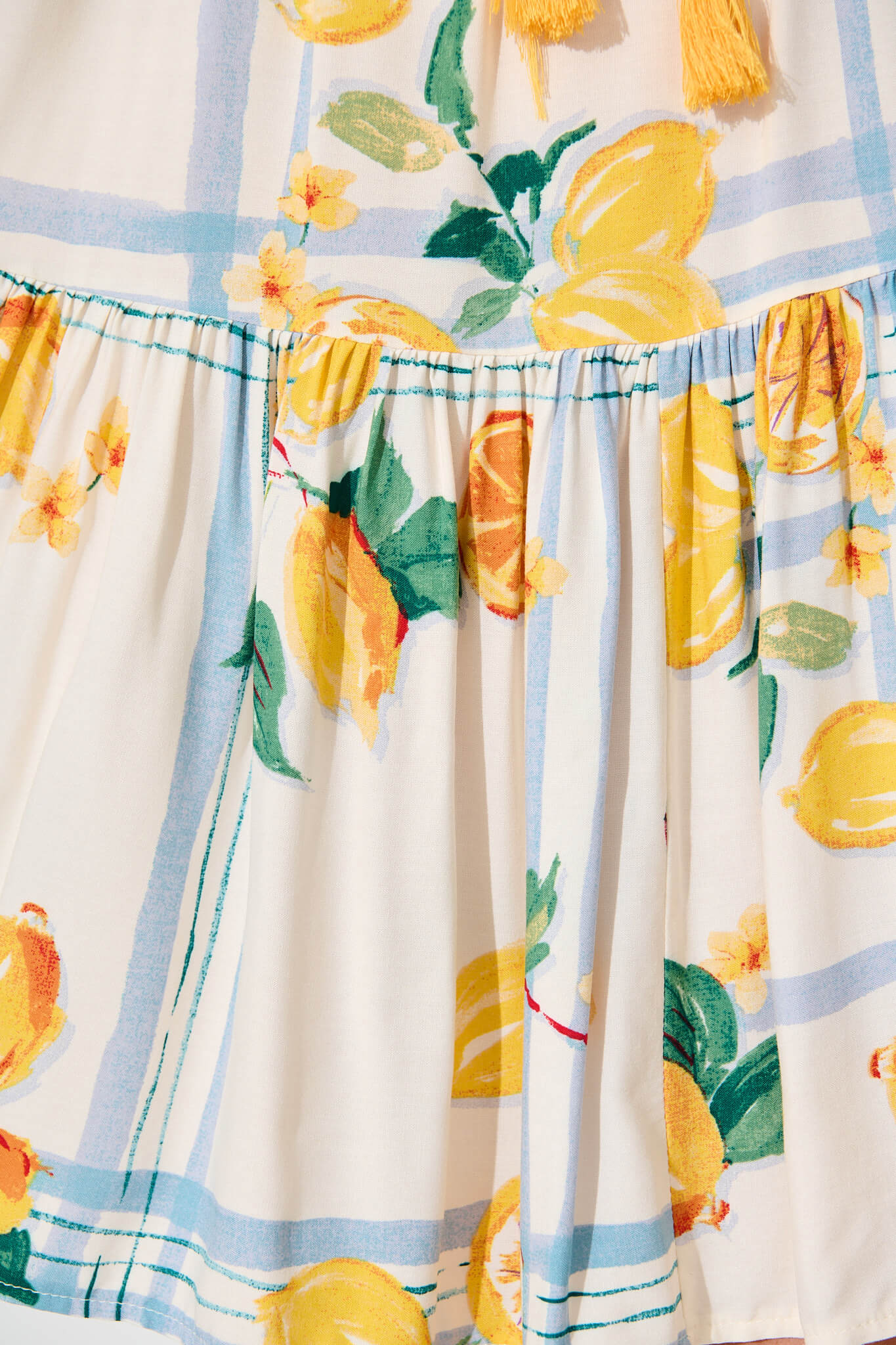 Tahnee Smock Dress in Ivory with Lemon and Blue Print