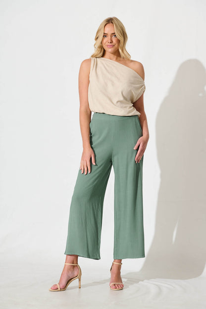 Sirsha Pant in Sage Green Linen Blend