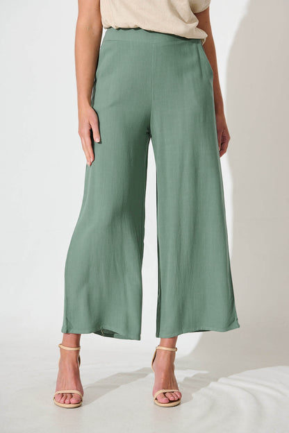 Sirsha Pant in Sage Green Linen Blend