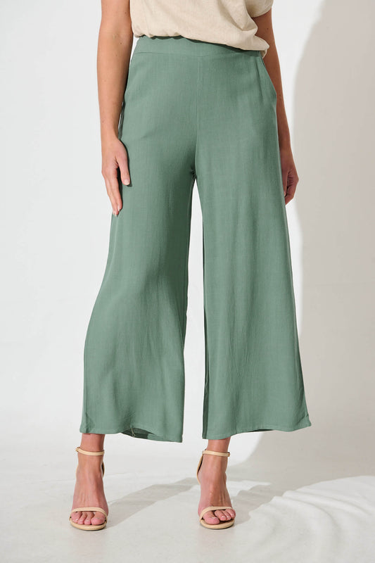 Sirsha Pant in Sage Green Linen Blend