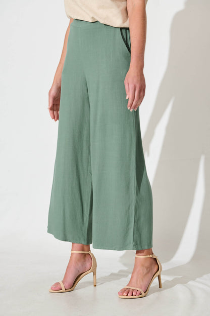 Sirsha Pant in Sage Green Linen Blend