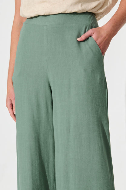 Sirsha Pant in Sage Green Linen Blend