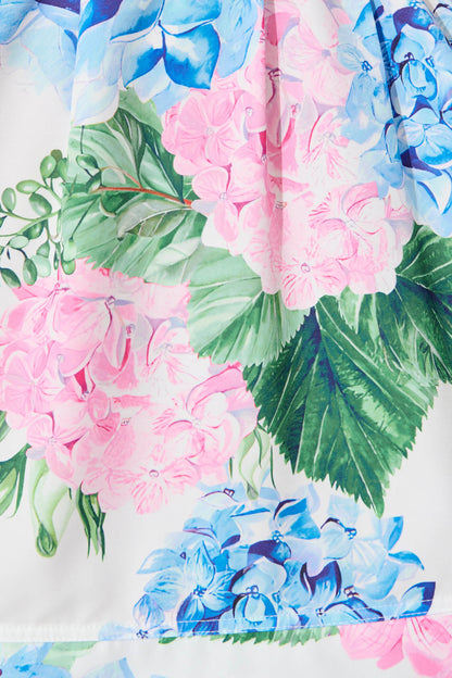 Daydream Dress In White With Pink And Blue Floral