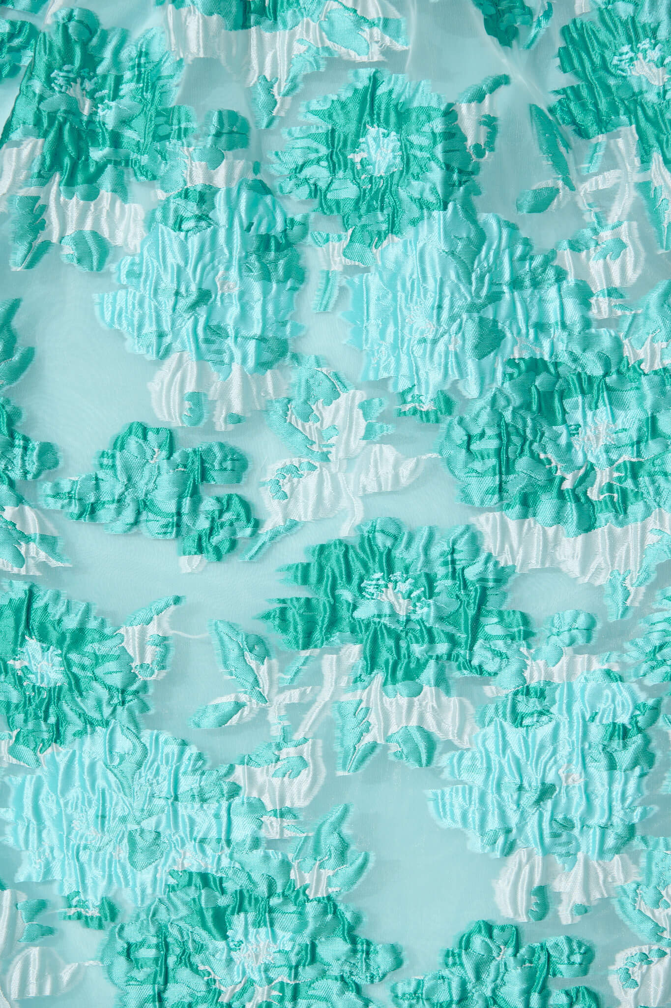 Cherish Midi Dress in Aqua Floral Organza Jacquard