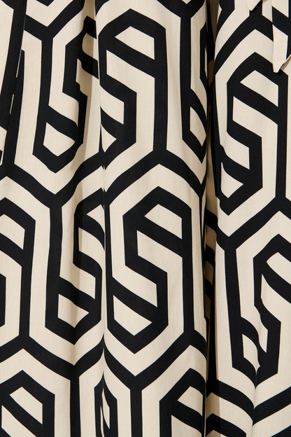 Page Pants In Black with Cream Abstract