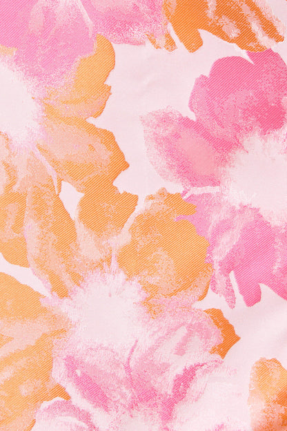 Khalani Off Shoulder Midi Dress in Pink and Orange Jaquard