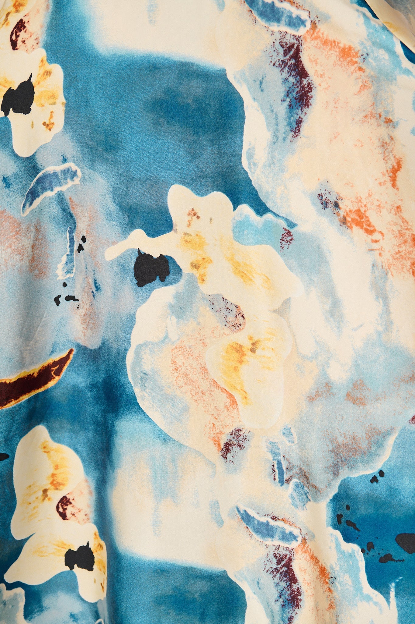 Jenibelle Maxi Dress in Blue And Cream Watercolour Satin