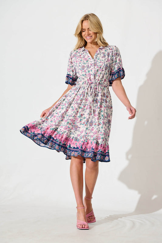 Samison Dress in Pink and Blue Floral