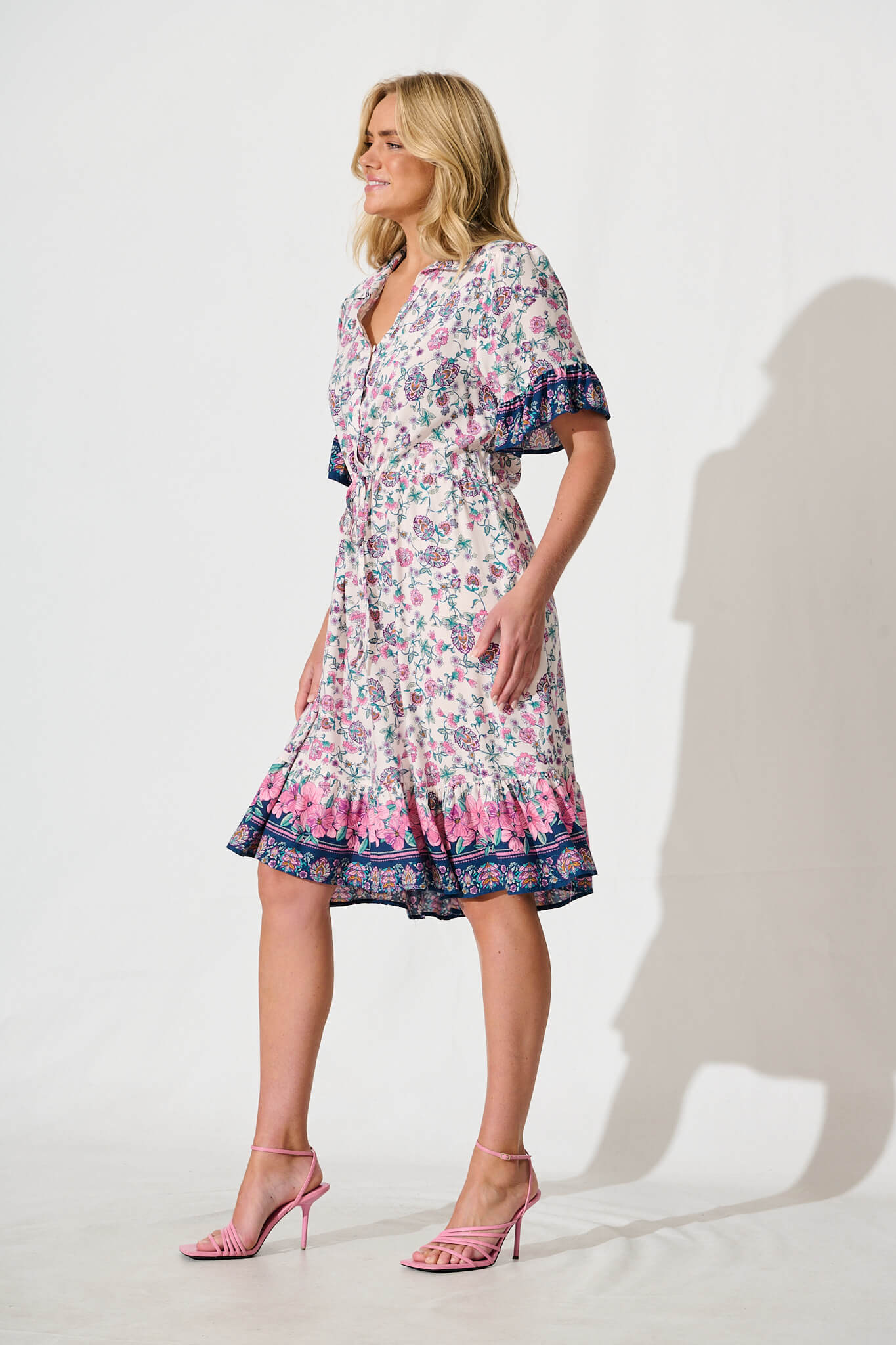 Samison Dress in Pink and Blue Floral