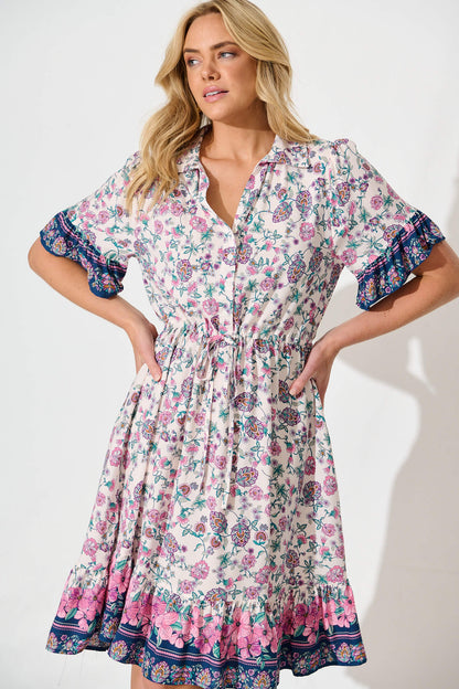 Samison Dress in Pink and Blue Floral