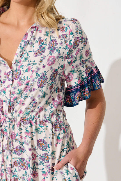 Samison Dress in Pink and Blue Floral