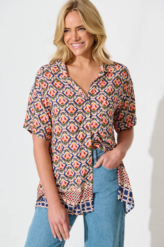 Mahlari Shirt in Multi Tile Print