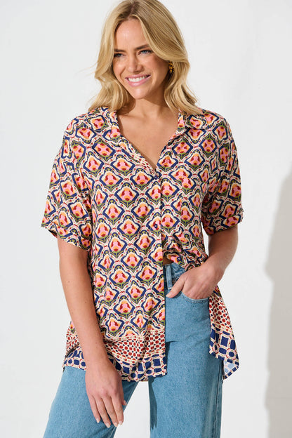 Mahlari Shirt in Multi Tile Print