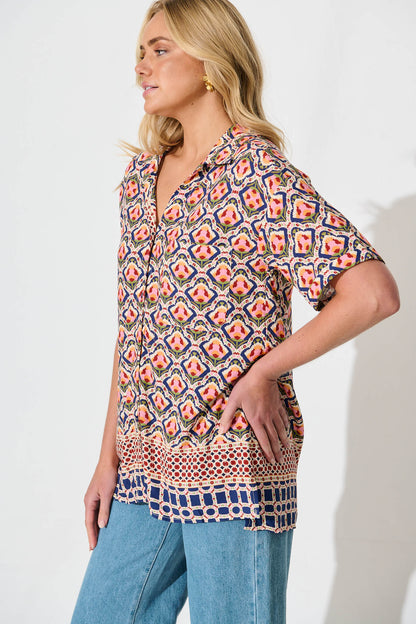 Mahlari Shirt in Multi Tile Print