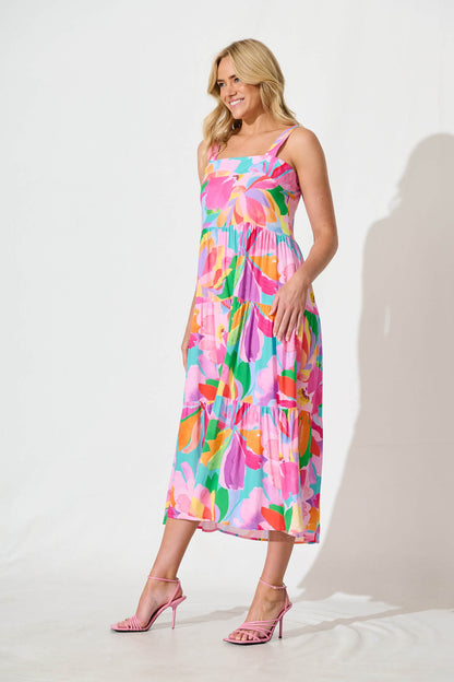 My World Midi Dress in Multi Print