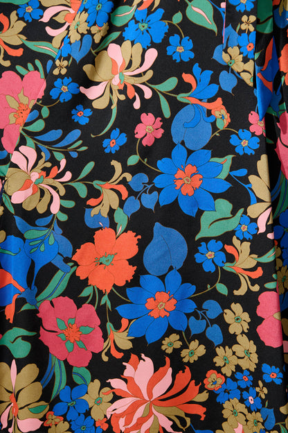 Kiss Me Halter Neck Maxi Dress in Black Floral Satin