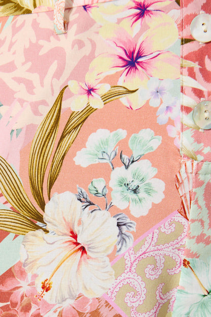 Roxiana Playsuit in Tropical Patchwork Print