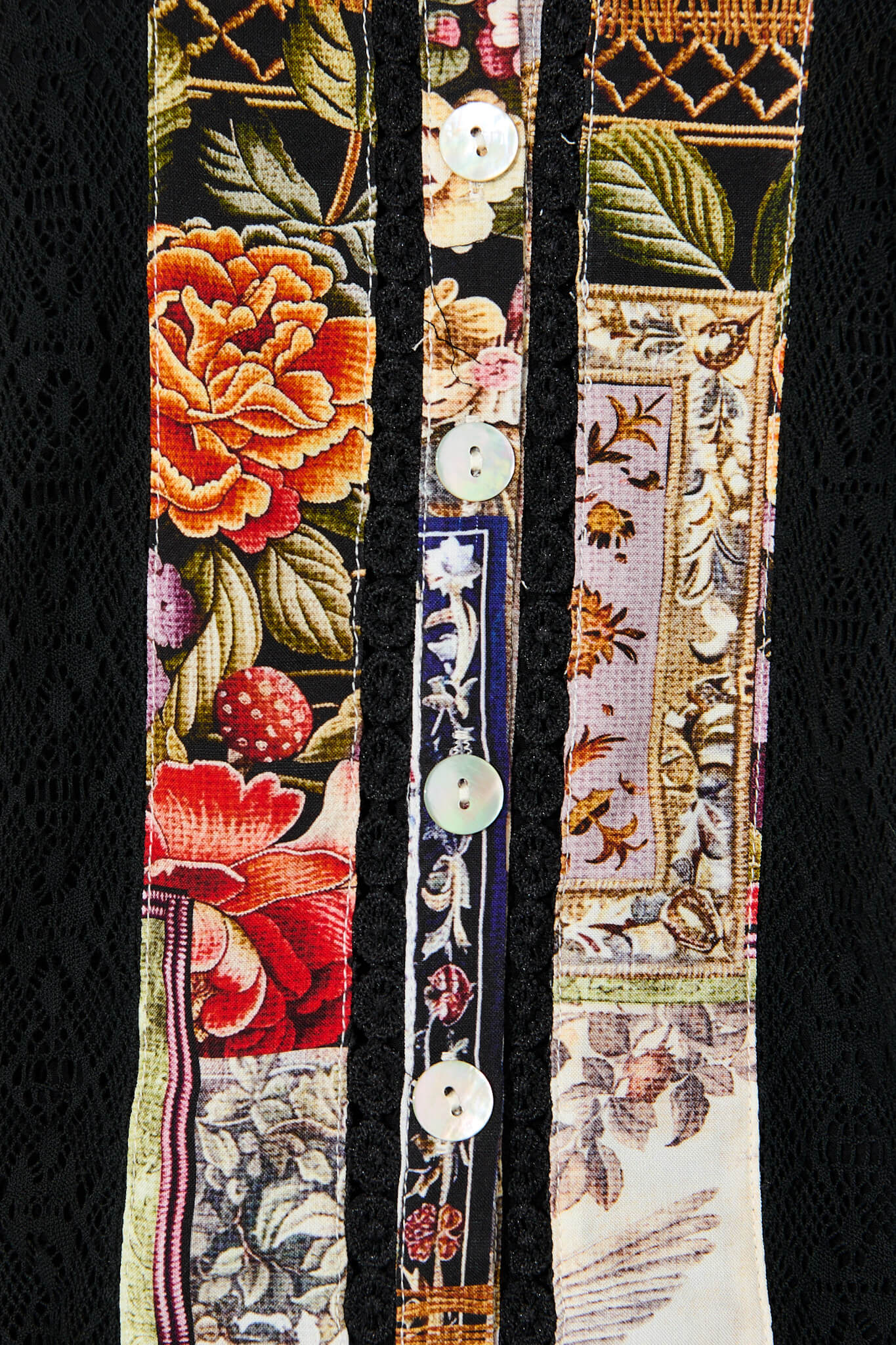 Junia Cami Top In Black Multi Patchwork