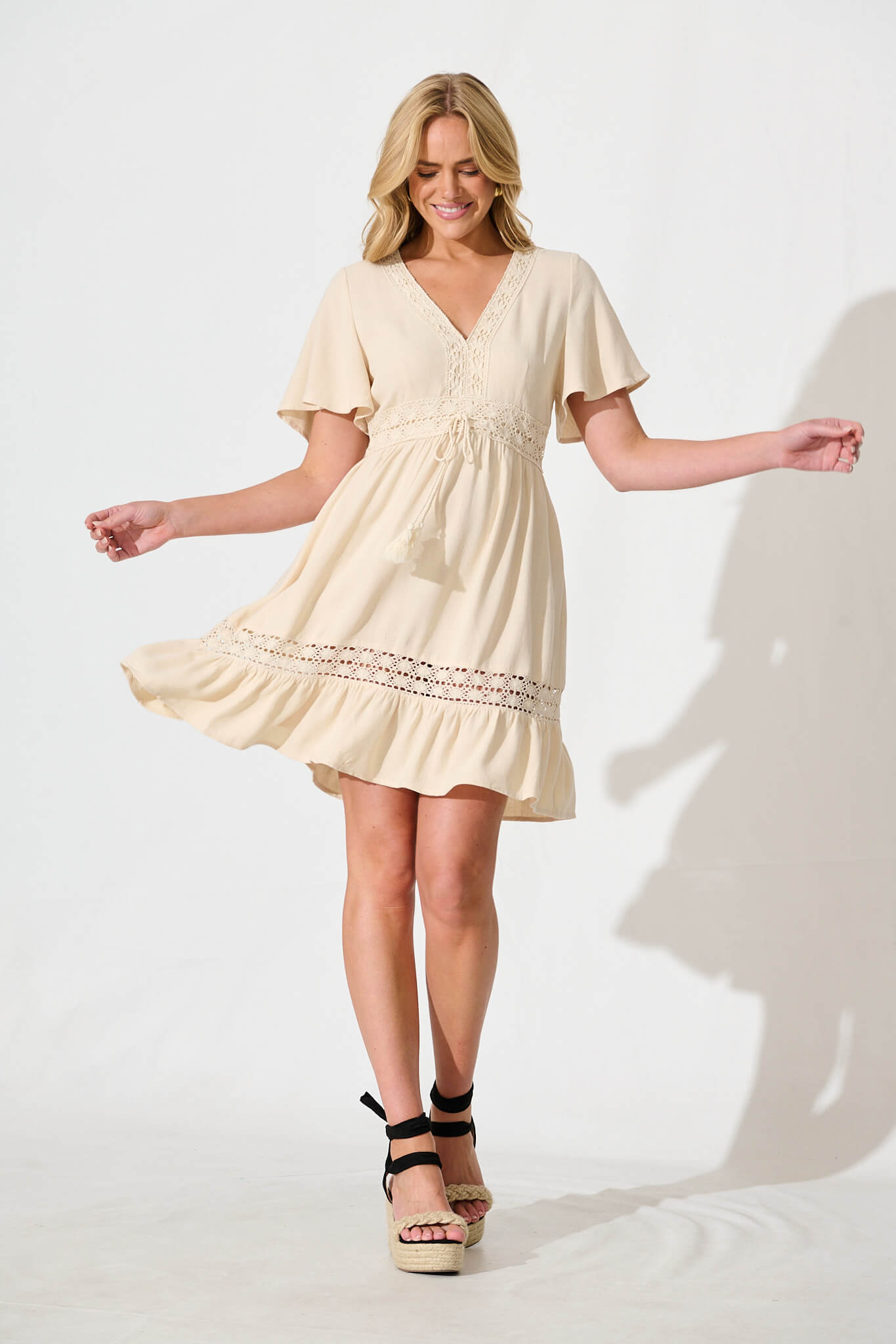 Valletta Dress in Cream Linen Blend