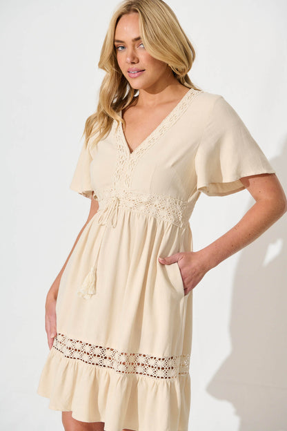 Valletta Dress in Cream Linen Blend