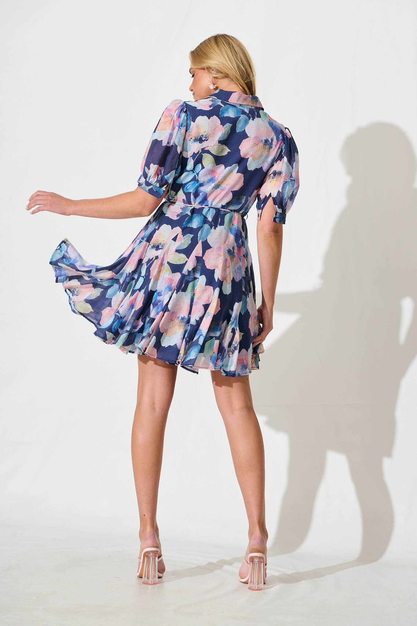 Sathia Shirt Dress in Navy Multi Watercolour Floral