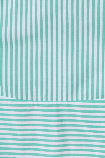 Miramar Midi Dress in Green and White Stripe Cotton