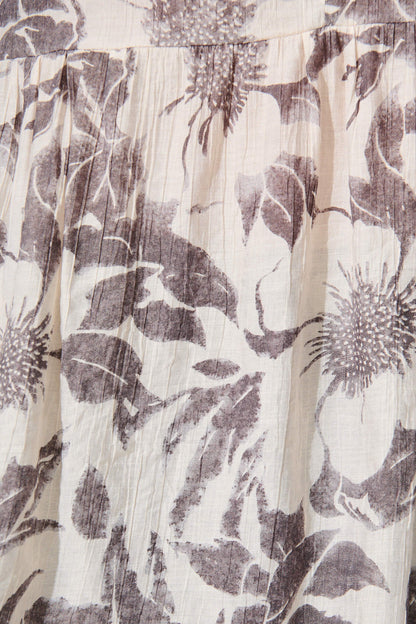 Nalini Top in White with Black Flower