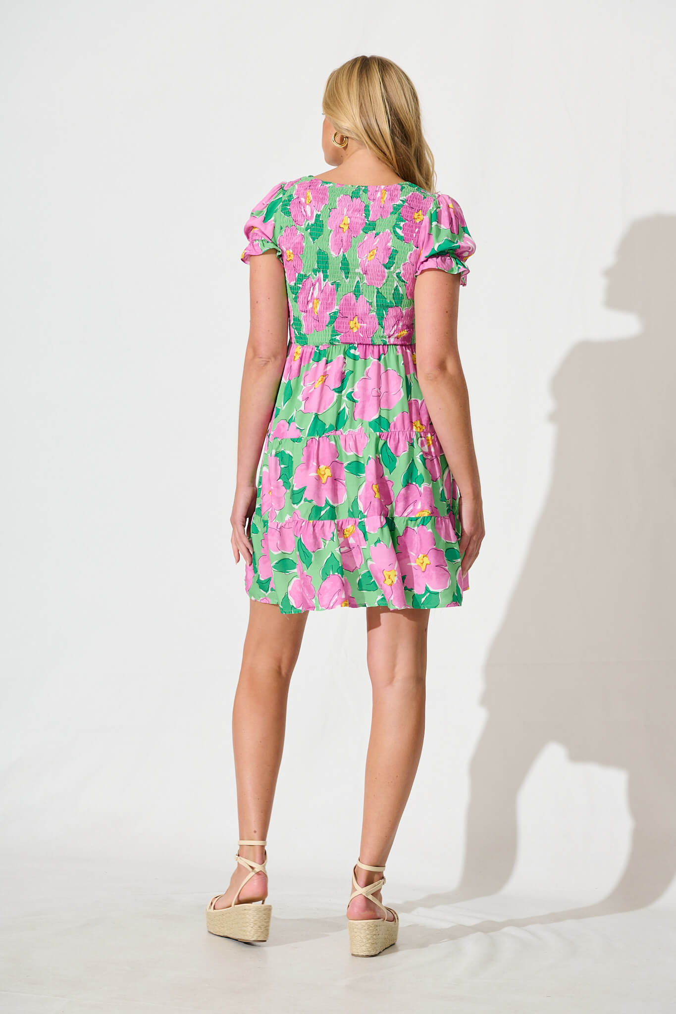 Clemente Dress in Green and Purple Floral