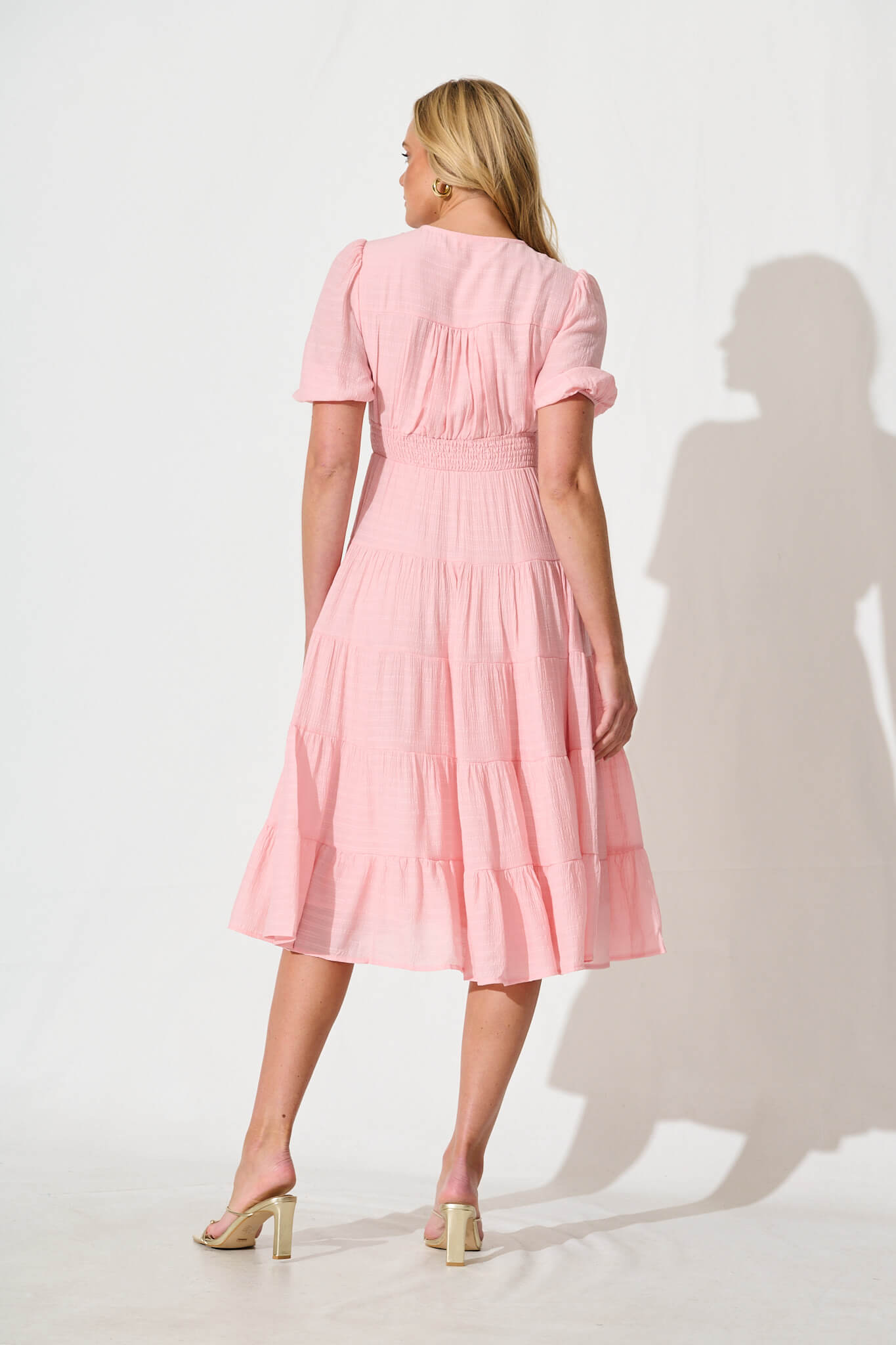 Modica Midi Dress in Pale Pink Chiffon