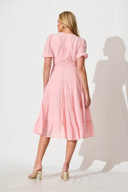 Modica Midi Dress in Pale Pink Chiffon