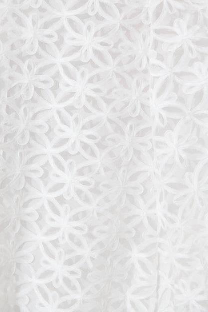 Osment Midi Dress In White Floral Embroidered Tulle