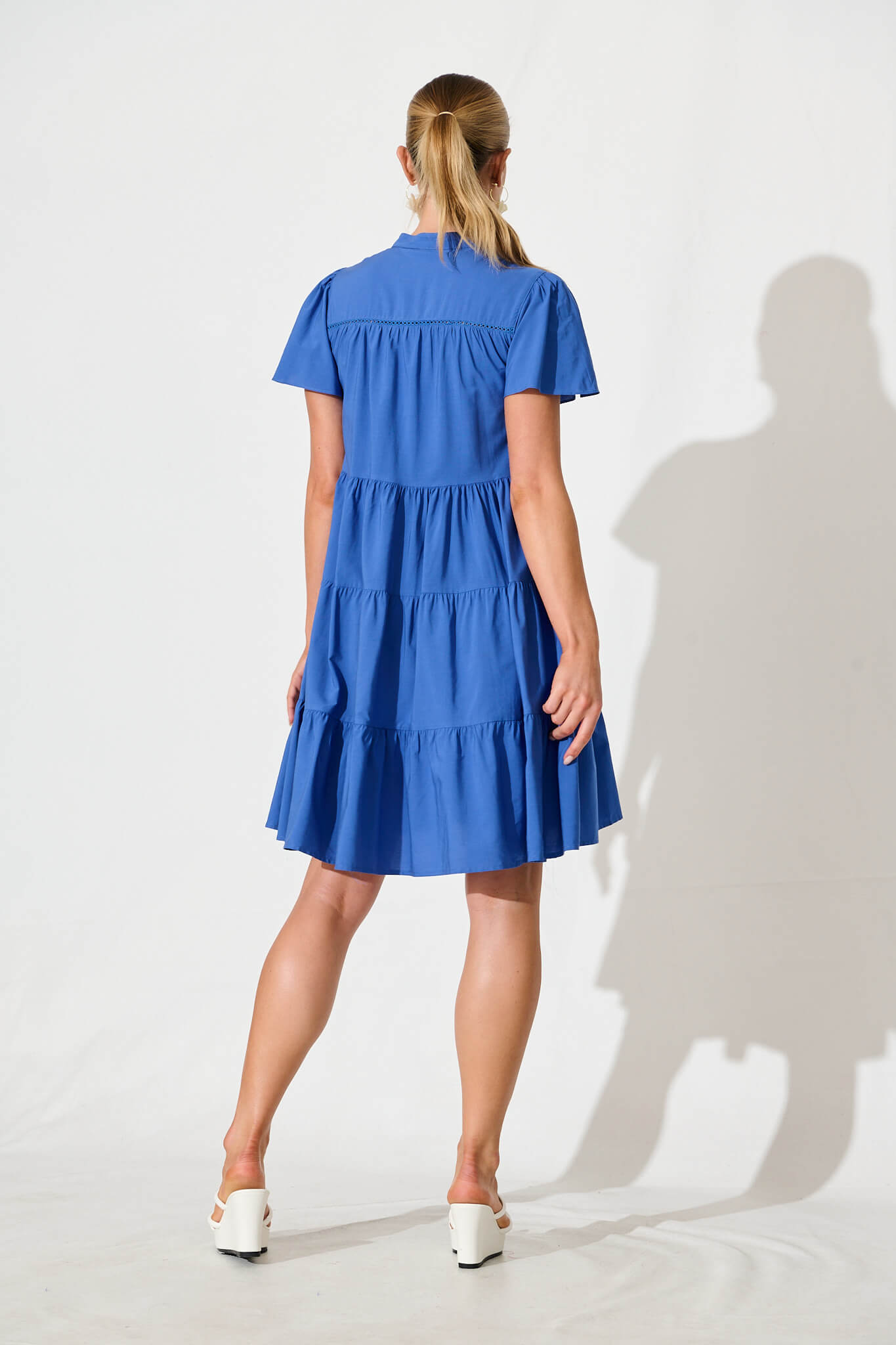 Rosino Smock Dress in Blue Cotton