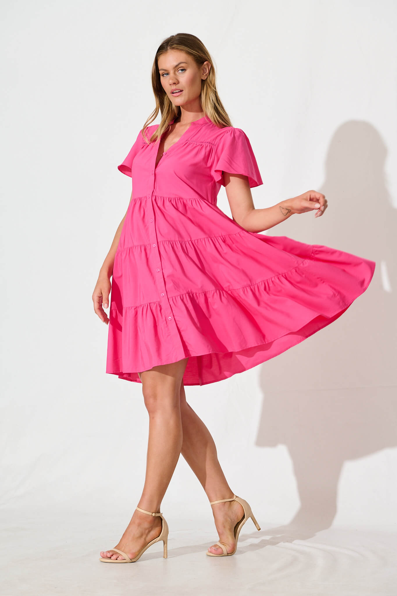 Rosino Smock Dress in Pink Cotton