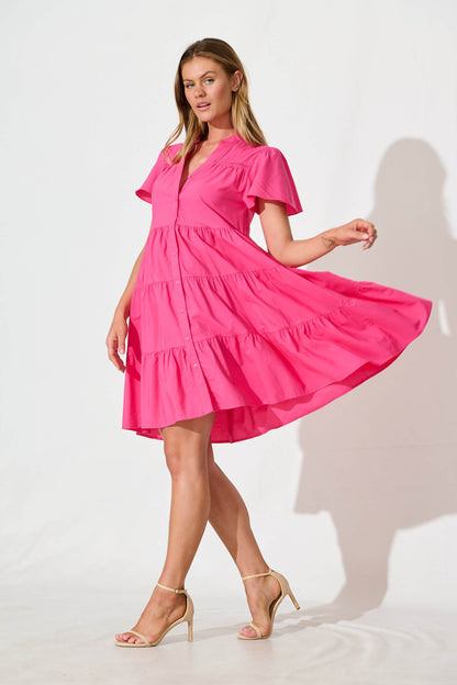 Rosino Smock Dress in Pink Cotton
