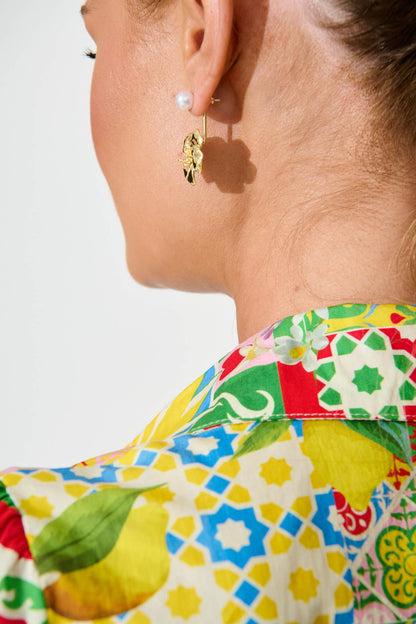 Laramie Ear Jacket in Gold Flower with Pearl