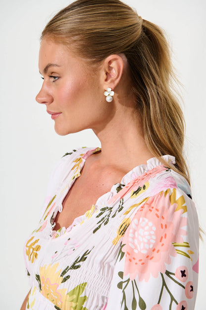 Kensley Earrings in White Floral