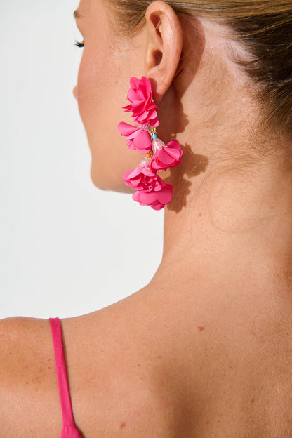 Niana Drop Earrings in Pink Floral