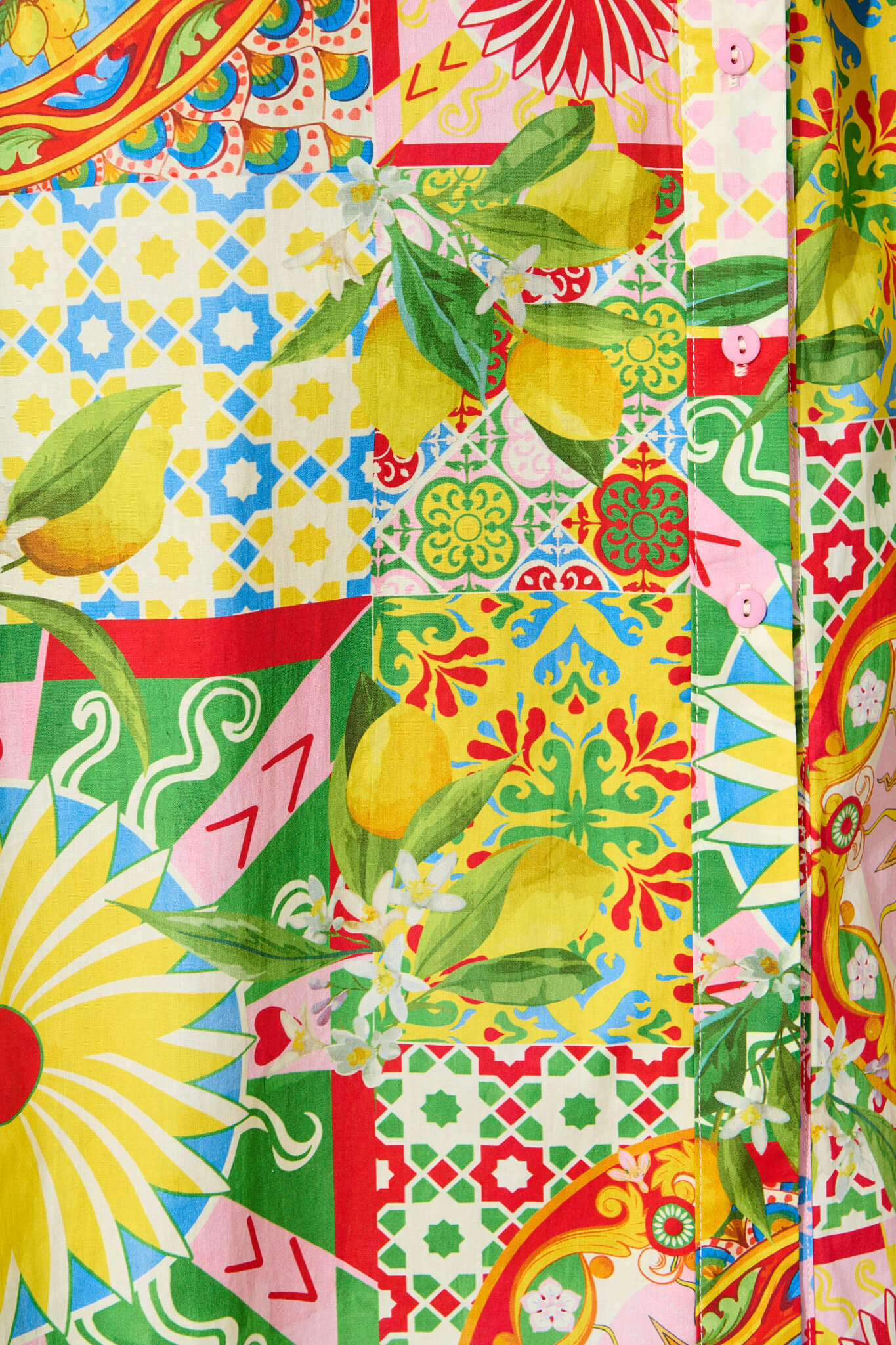 Figaro Midi Shirt Dress in Multi Patchwork Cotton