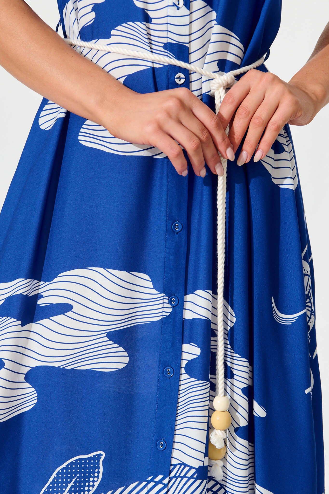 Dearest Midi Shirt Dress in Blue with White Print