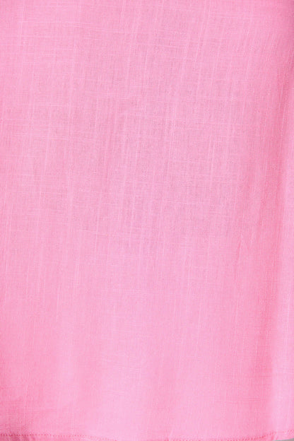 Jasper Top In Candy Pink Linen Blend