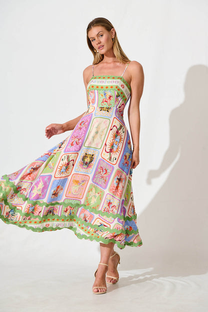 Love Poet Maxi Dress In Cream With Multi Print And Ric Rac