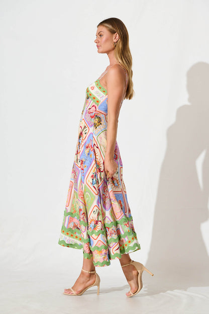 Love Poet Maxi Dress In Cream With Multi Print And Ric Rac