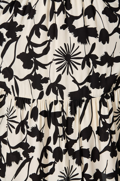 Pinarello Midi Dress in Cream with Black Print